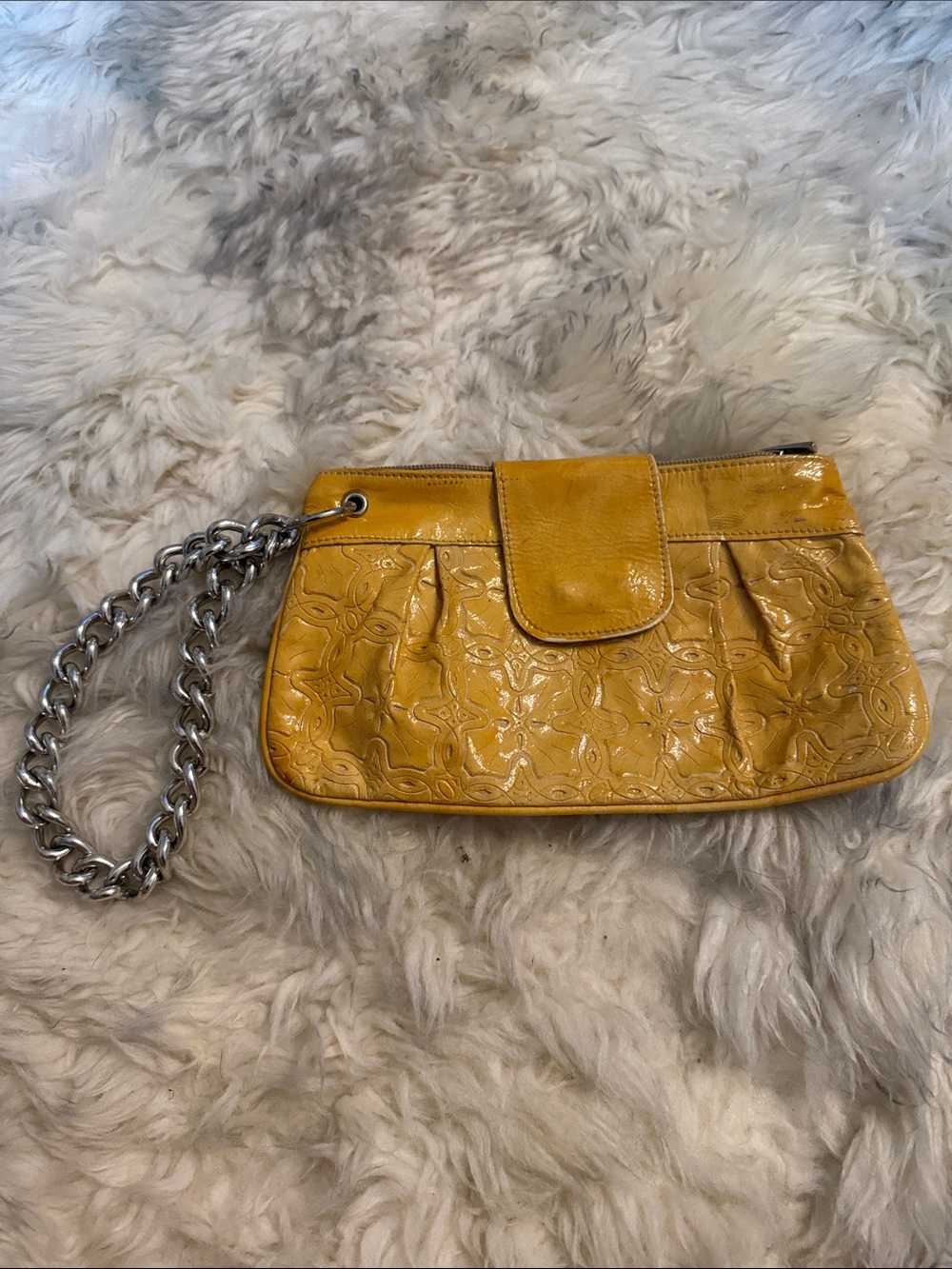 Cecconi Piero patent leather clutch w chain